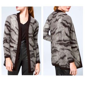 White House Black Market Alpaca Blend Animal Print Open Cardigan